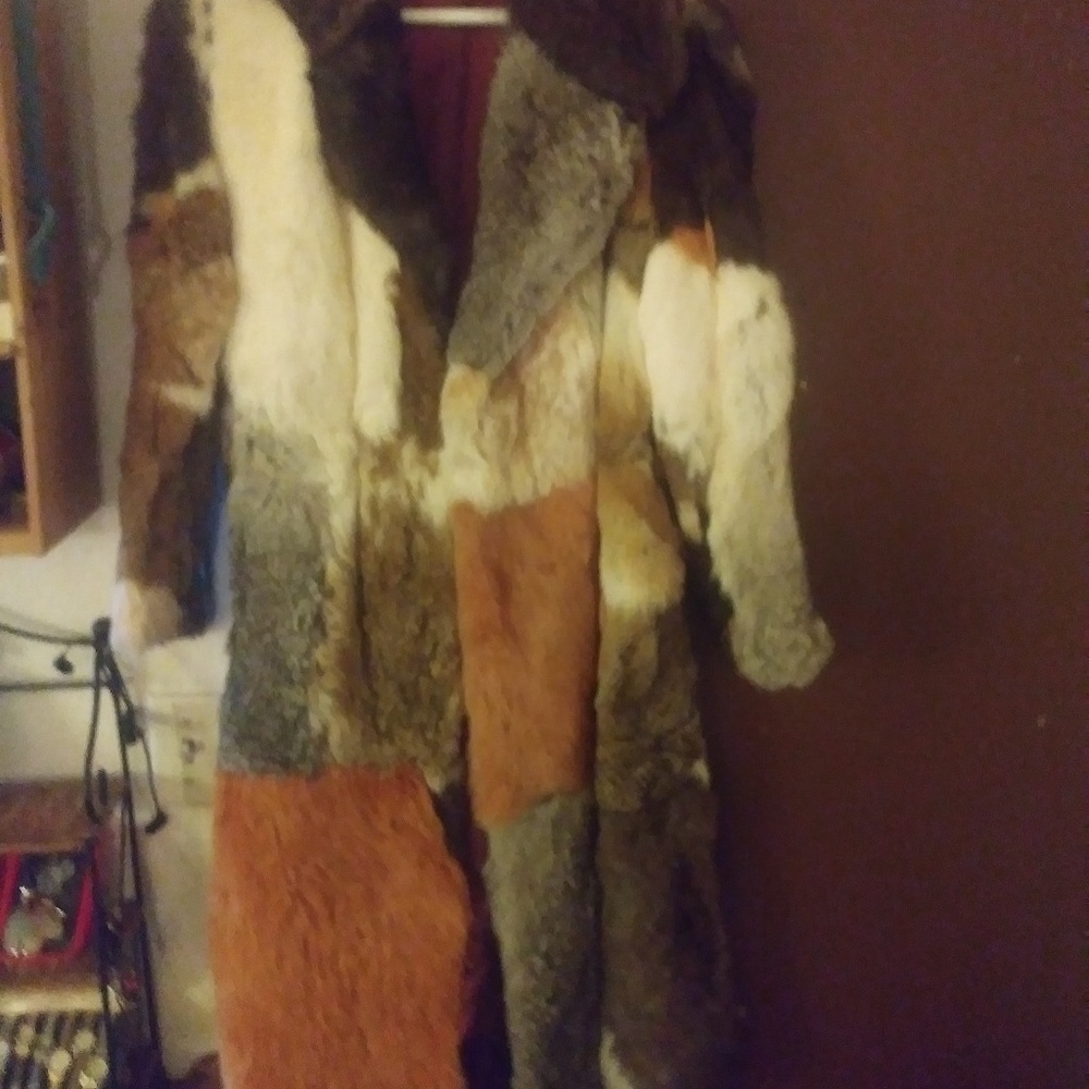 Calf Length Rabbit Fur Coat